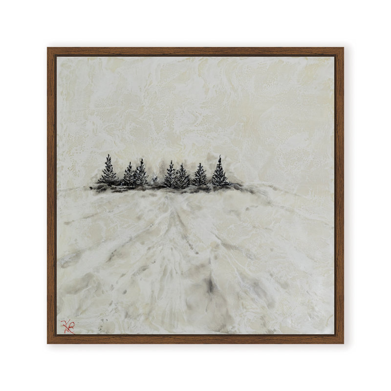 Nature Inspired "Frosted Horizon" Canvas Wall Art By , 12" H x 12" W, Framed Matted Print, Beige