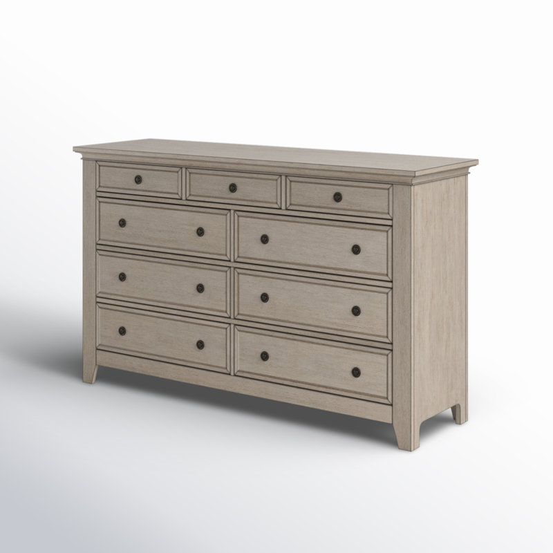 Commode à 9 tiroirs l 66 po Woodside, Blanc antique