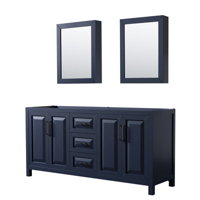 Base de meuble-lavabo double 71 po avec armoire à pharmacie Daria