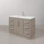 Hugo 48 In. Single Sink Carrara White Marble Countertop Vanity In Grey Oak With Hook Faucet-1715194446