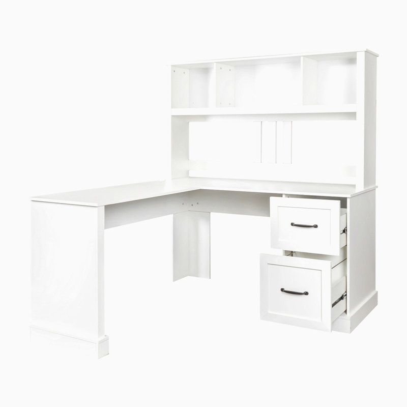 Bureau d'ordinateur à domicile avec huche, Blanc