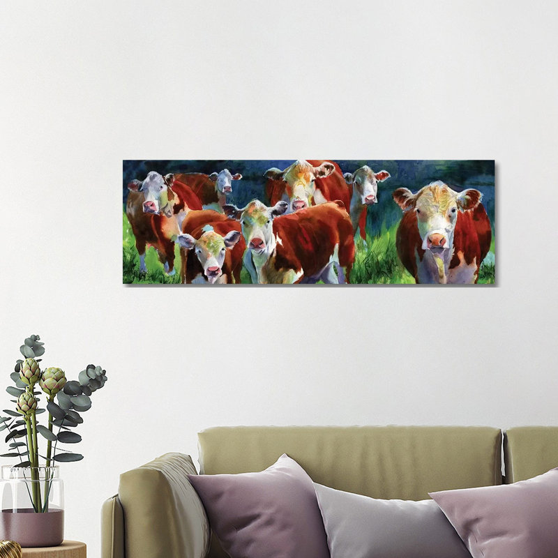 Curious Cows by Rachel Parker - Wrapped Canvas Panoramic Gallery-Wrapped Canvas Giclée, 121.92 cm H x 40.64 cm W x 3.175 cm D