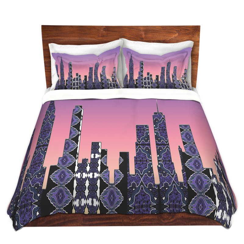  Ensemble de housse de couette Susie Kunzelman Pantone New York Skyline, Housse de couette pour grand lit et 2 taies décor