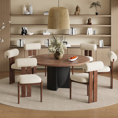 Modern Upholstered Dining Chairs with Solid Wood Legs