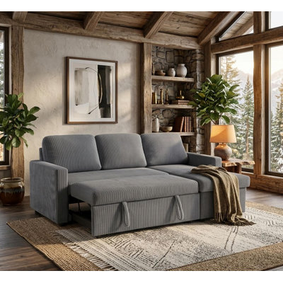 Tom  Grey Convertible Sectional Sofa Bed