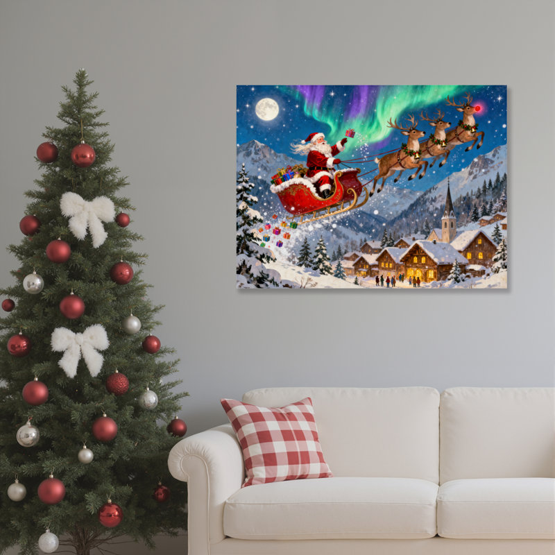 Art mural en toile Père Noël, H 24 po x l 36 po