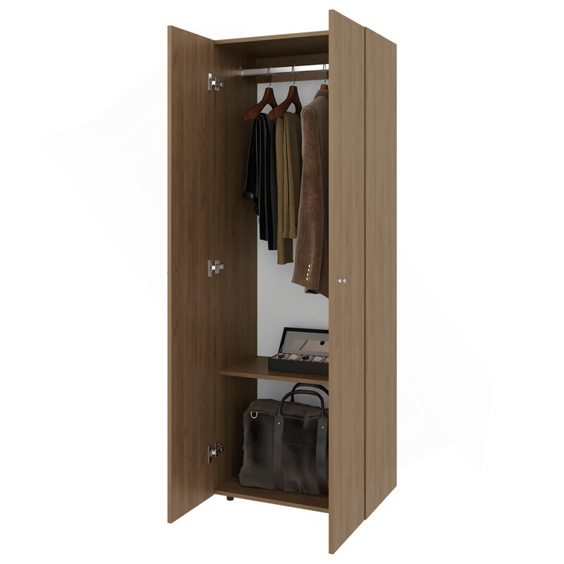 Armoire H 66,9 po, 2 portes, 2 tablettes, chêne naturel / blanc - Chambre, Naturel