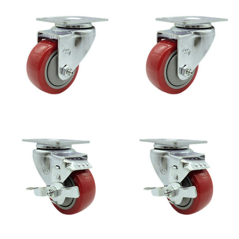 Roulettes en polyuréthane, Rouge