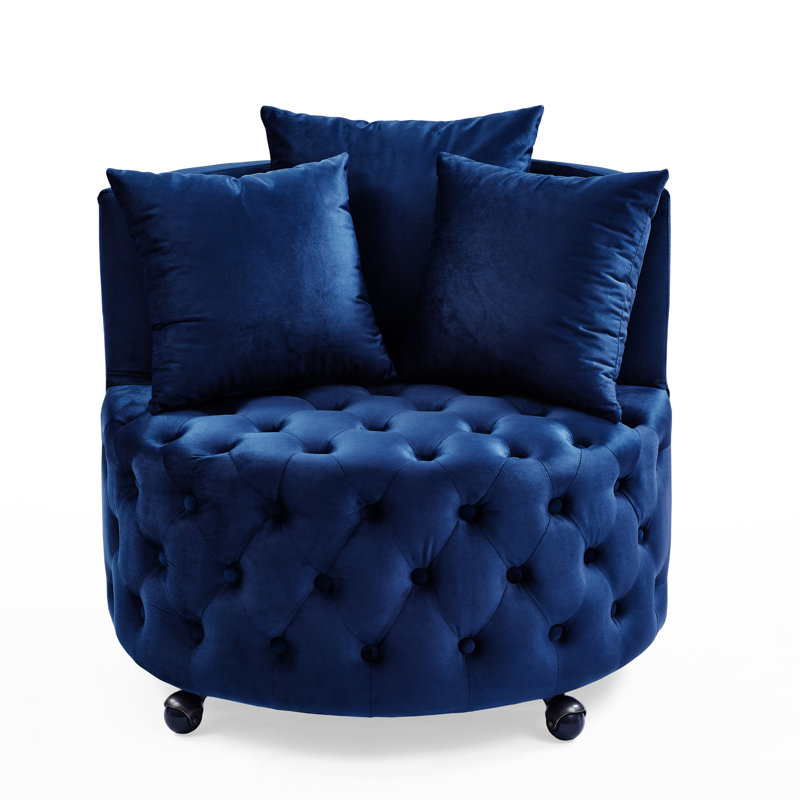 Velvet Upholstered Swivel Chair For Living Room,Accent Chair,living room chair, Blue