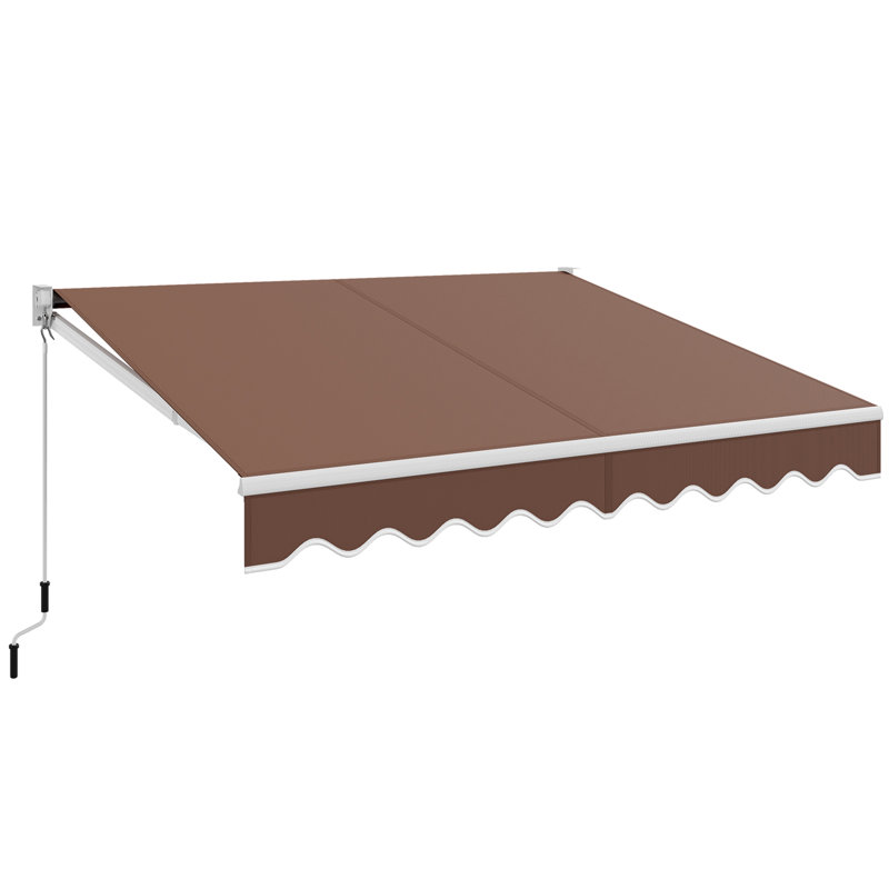 Gymax 96'' W x 5'' D Fabric Cover Retractable Freestanding Awning, Solid Coffee, 60" H x 120" W x 98.4" D