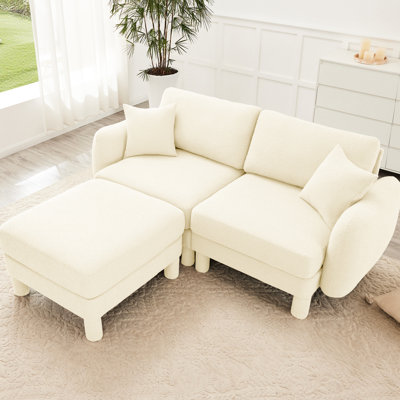 2 Boucle With Shell-Shaped , Dense Foam Padding And Construction - For Daily Use In Bedroom Modern Couch Cylindrical Legs, Soft Upholstery Comfortable Seating Office