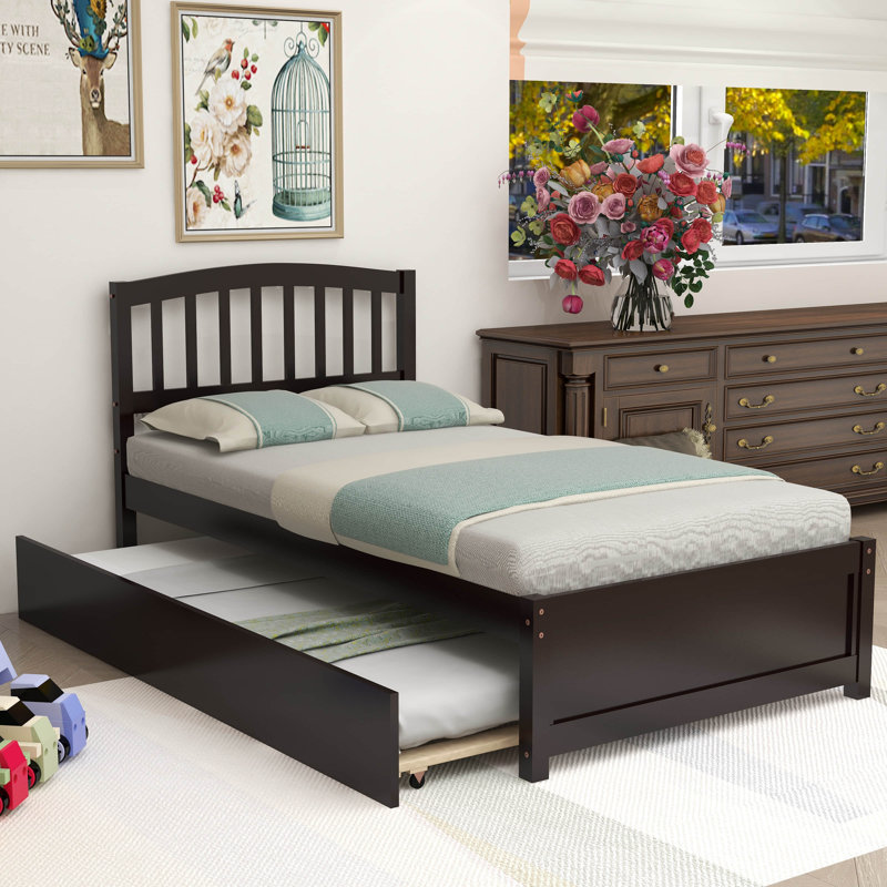 Lit plateforme simple avec lit gigogne Betio, Espresso