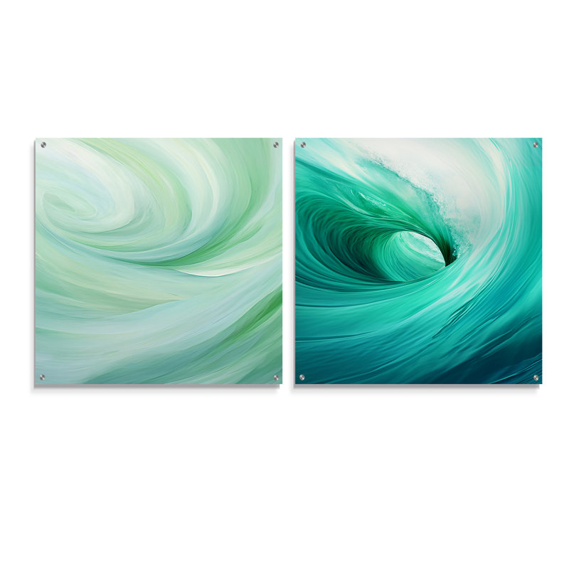 Prunty - Ensemble de 2 peintures murales abstraites en acrylique, H 36 po x l 73 po