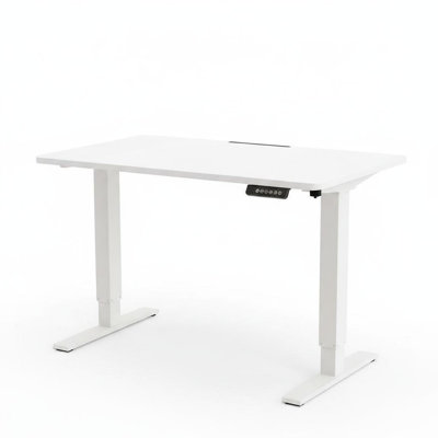 Bureau debout électrique, table d'ordinateur à hauteur ajustable avec réglages de la mémoire, bureau blanc en bois de 155 lb pour le bureau à domicile et les jeux, 27,56 po x 55,1 po, blanc