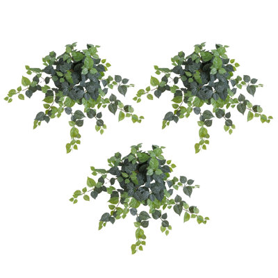 24In. UV Resistant Artificial Fittonia Hanging Plant (Indoor/Outdoor) - Set Of 3