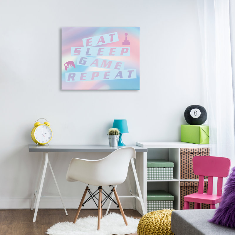 «Pastel Eat Sleep Game Canvas», conception par Yass Naffas Designs, H 24 po x l 30 po
