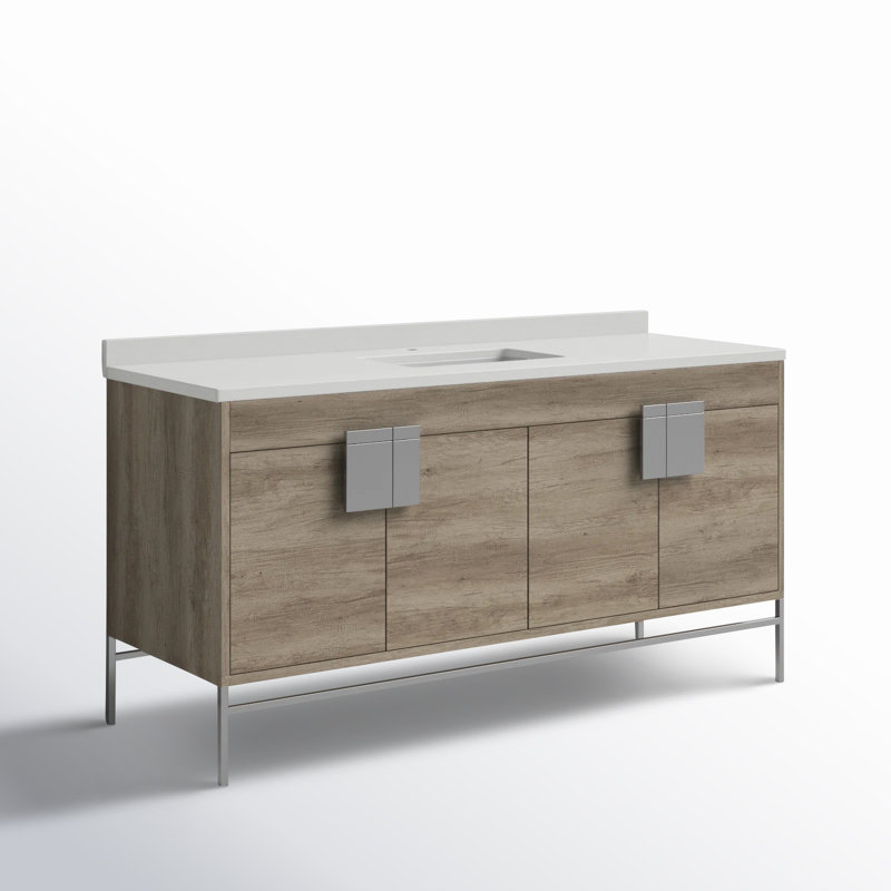 Ensemble de meuble-lavabo simple 60 po Maisie, Chrome poli, Gris ombré