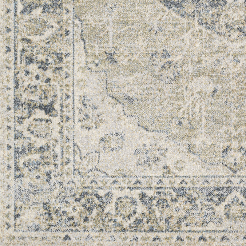 Tapis gris / bleu Watts, Rond 6 pi 7 po