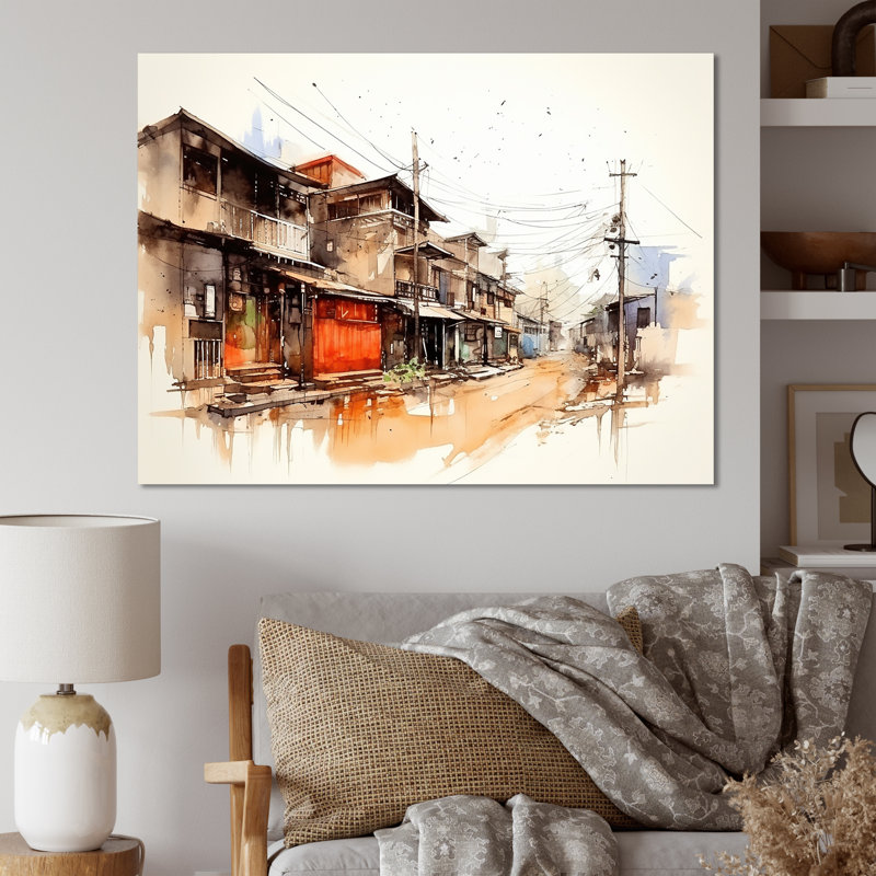 Art urbain, sérénité urbaine en Chine, Toile tendue, H 30 po x l 40 po x P 1,5 po