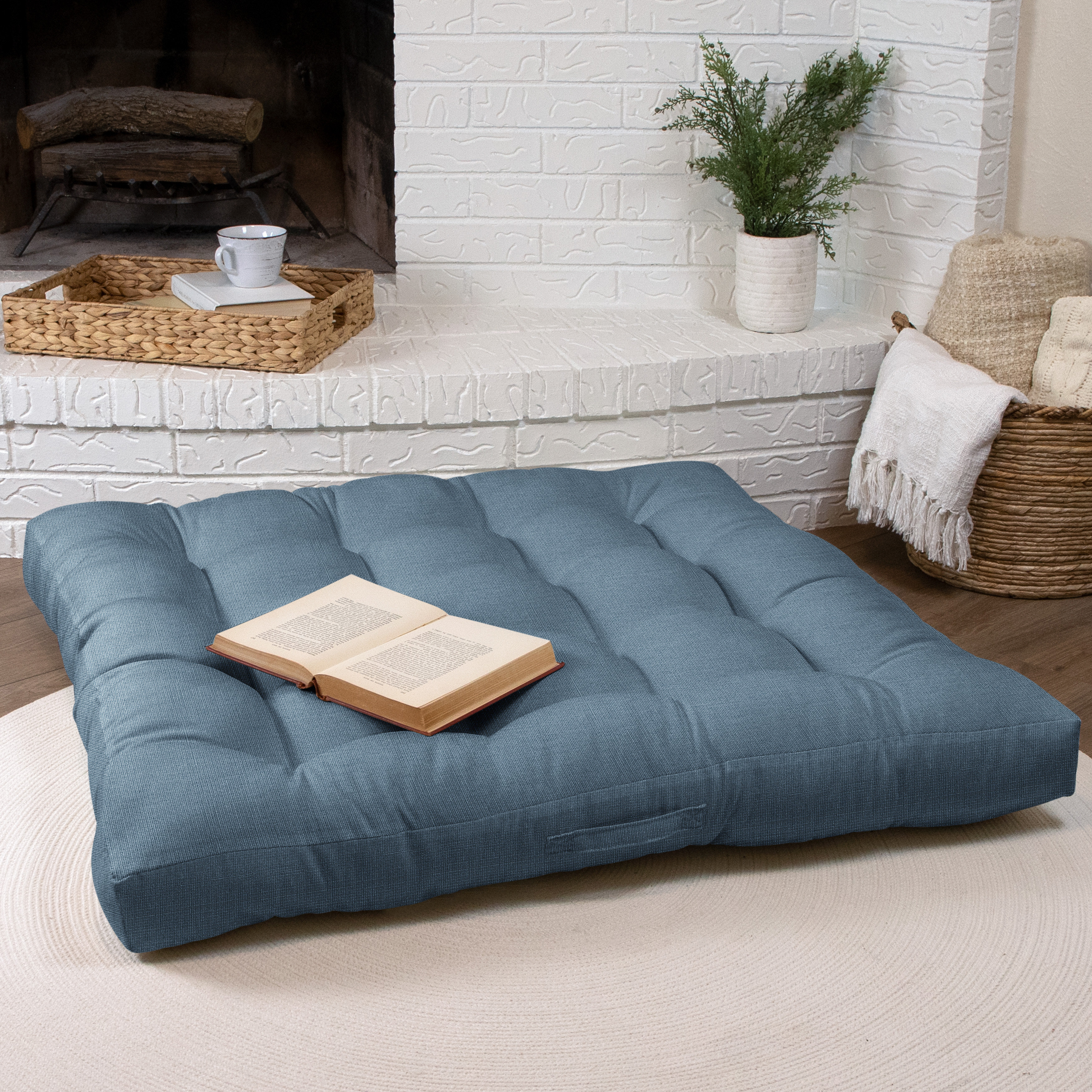 Outdoor Floor Cushion Water Repellent Floor Pillow Large Floor Seating  Montessori Mat Patio Bench Cushion Tufted Pillow 