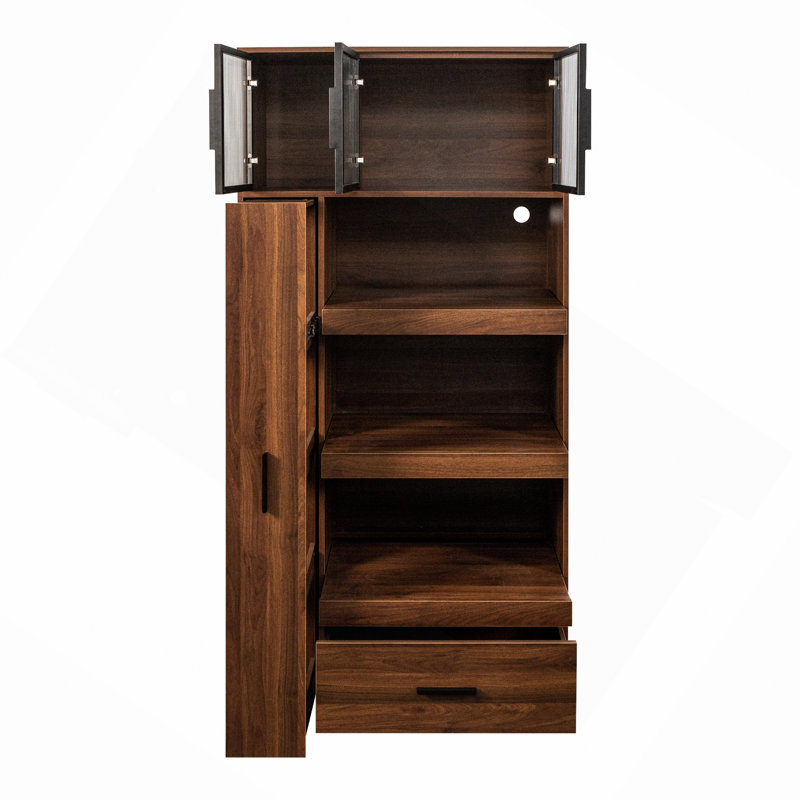 Armoire de cuisine avec support pour micro-ondes et tiroir