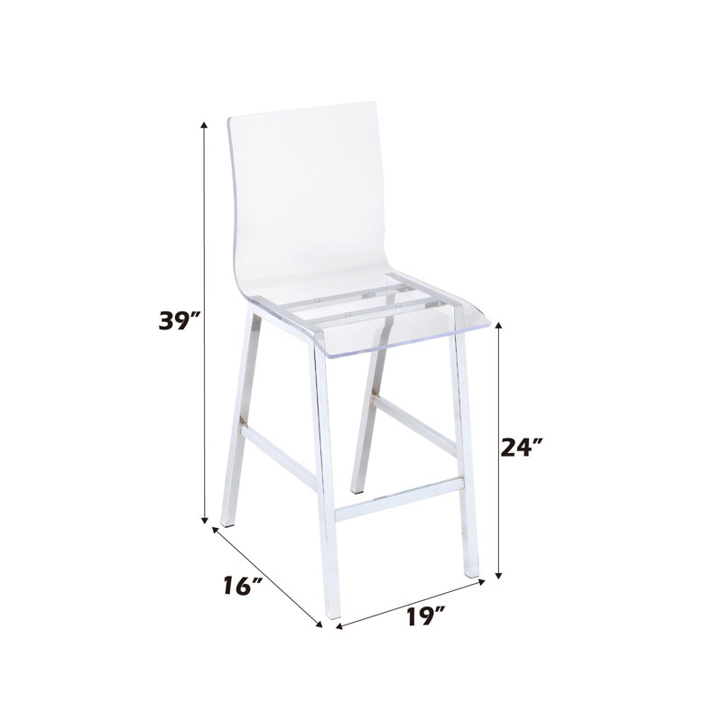 Nadie Clear Acrylic & Chrome Finish Counter Height Chair (Set Of 2)