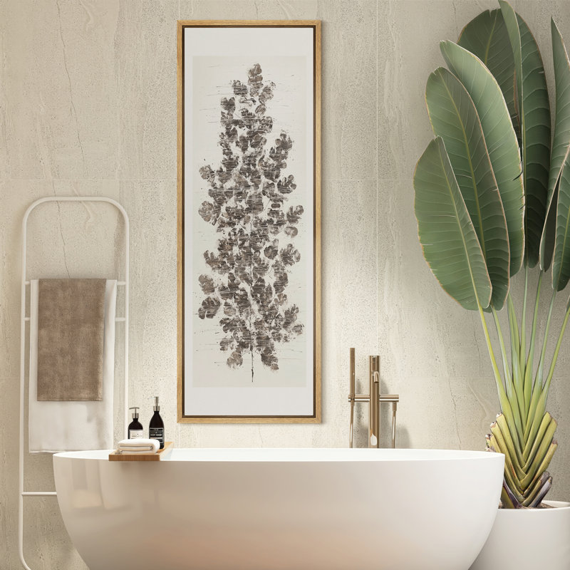 Illustration botanique rétro de branches feuillues denses - grande impression sur toile encadrée dans la chambre principale