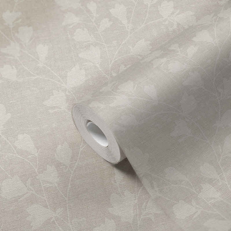 Yokley Floral Trail Motif 10.05m x 53cm Textured Matte Wallpaper Roll, Cream/Beige