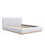 Lit plateforme tapissier grand format avec base en bois à profil bas, sans sommier tapissier, blanc