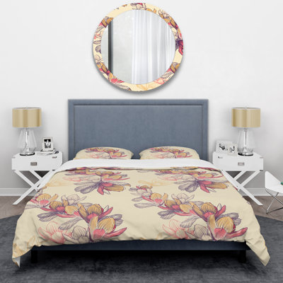 Blooming Magnolia Flowers Floral Duvet Cover