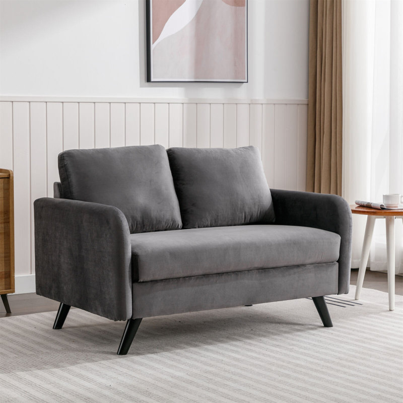 Colclough 2 Seater Velvet Loveseat, Grey