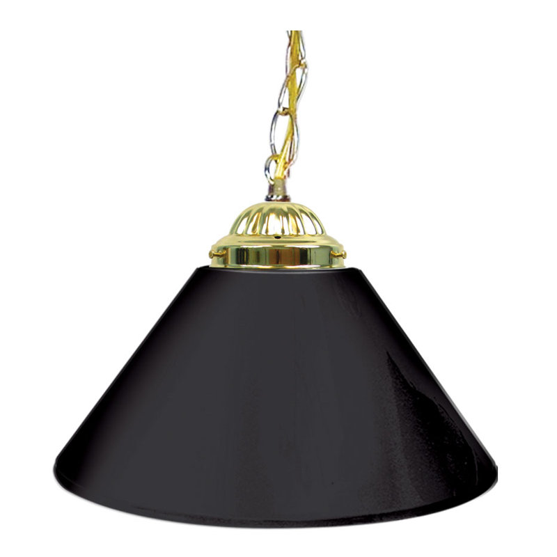 Luminaire suspendu conique 1 lumière Gamya, Laiton, Noir uni
