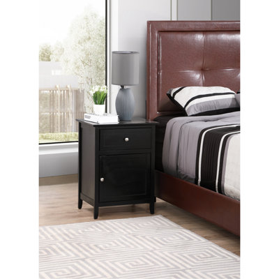 Élégante table de chevet transitionnelle noire pour les chambres à coucher