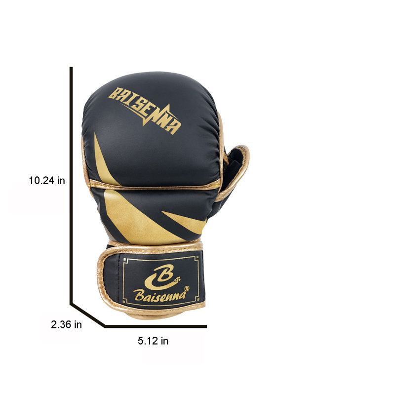 Gants de boxe en similicuir respirant, Noir et or