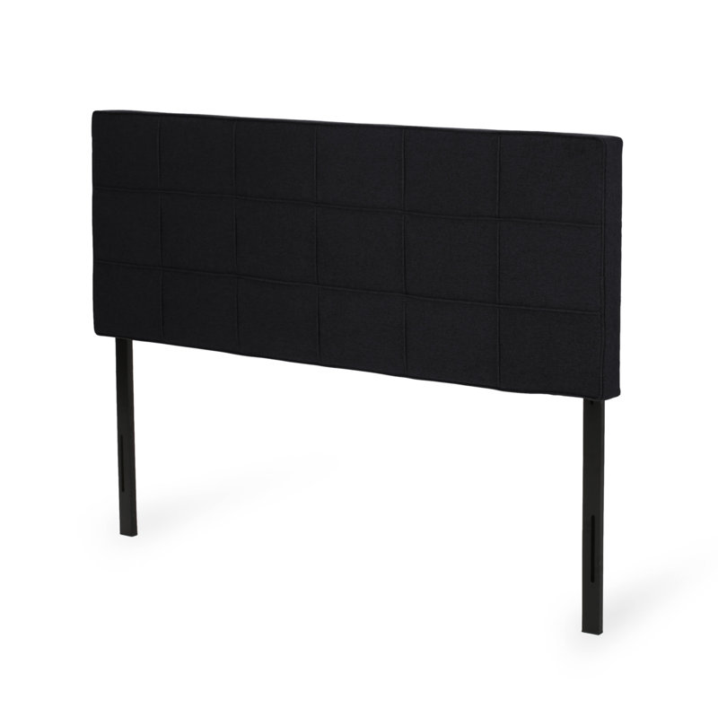 Tête de lit contemporaine pour lit très grand avec tissu et option de passepoil, Noir