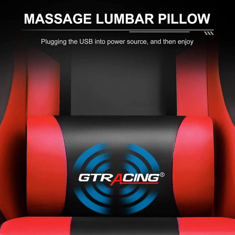 Gaming Chair, Computer Chair with Footrest and Lumbar Support, Height Adjustable Gaming Chair with 360°-Swivel Seat and Headrest