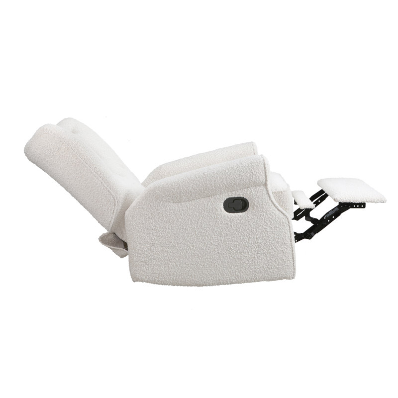 White Velvet Wingback Swivel Recliner with Wood Frame