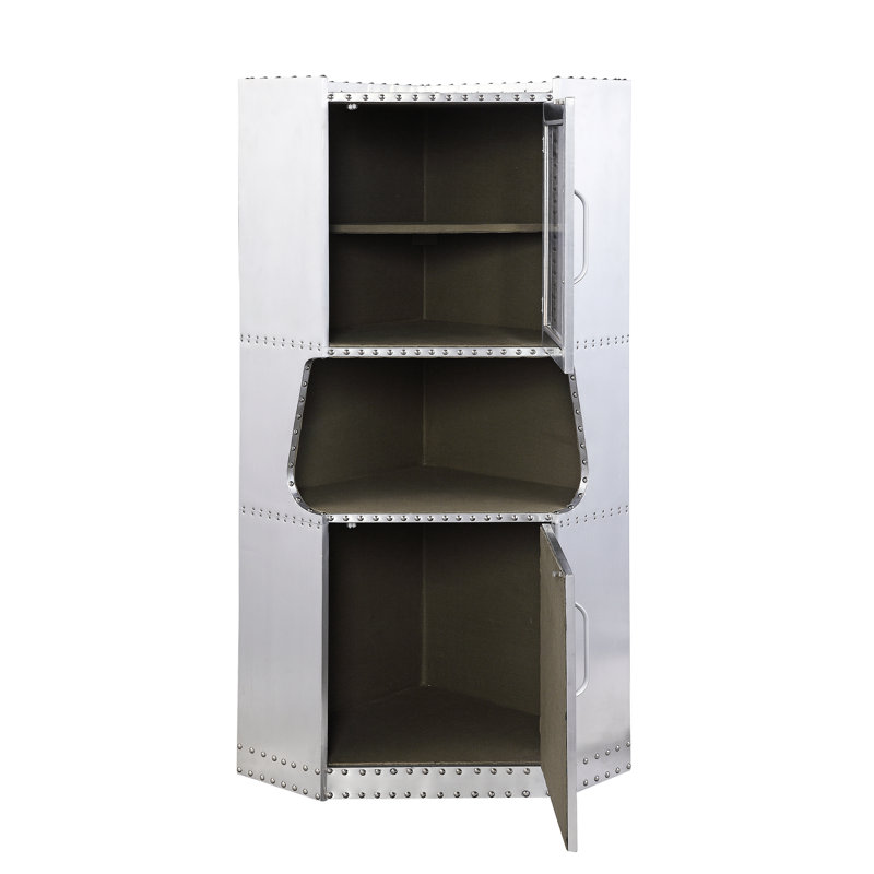 Bailee 2-Door Corner Cabinet, Aluminum