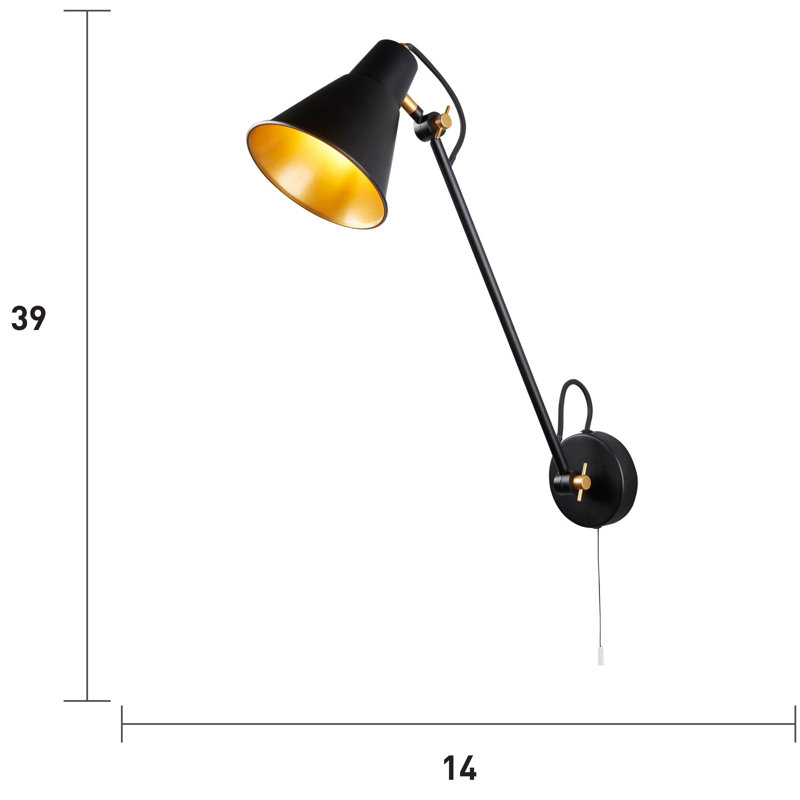 Brogan Swing Arm Sconce, Matte Black/Gold