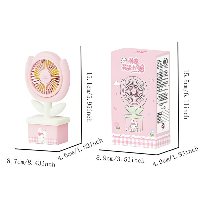 Kbndieu Desktop Flower Mini Fan USB Rechargeable Portable Gift Fan Wholesale