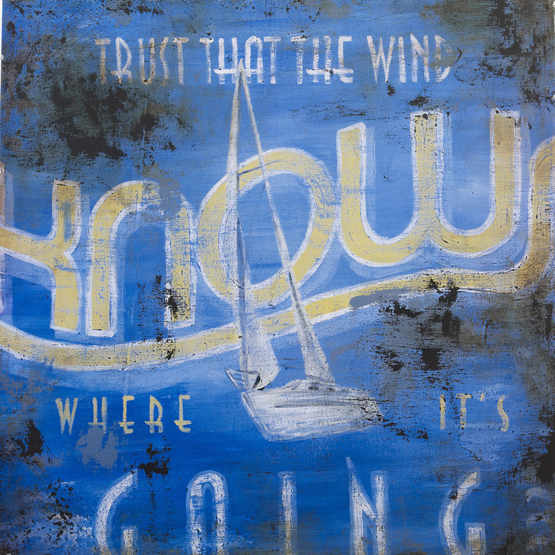 « wind sait » par rodney’s blanc, affiche rétro sur toile tendue, H 48 po x l 48 po x P 1,5 po