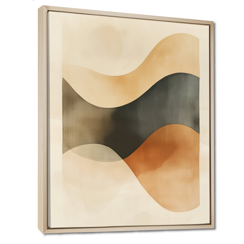 Toile neutre neutre, art abstrait beige, Waigand, H 32 po x l 24 po, Cadre naturel flottant