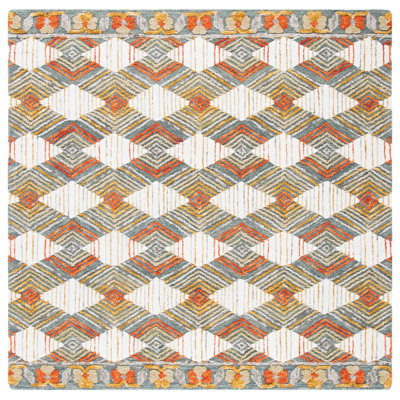 Tapis bleu / ivoire en laine touffeté à la main Garbutt