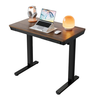 Bureau debout électrique à hauteur réglable avec tiroirs, plateau de table une pièce à installation rapide, ports de charge USB pour le bureau personnel