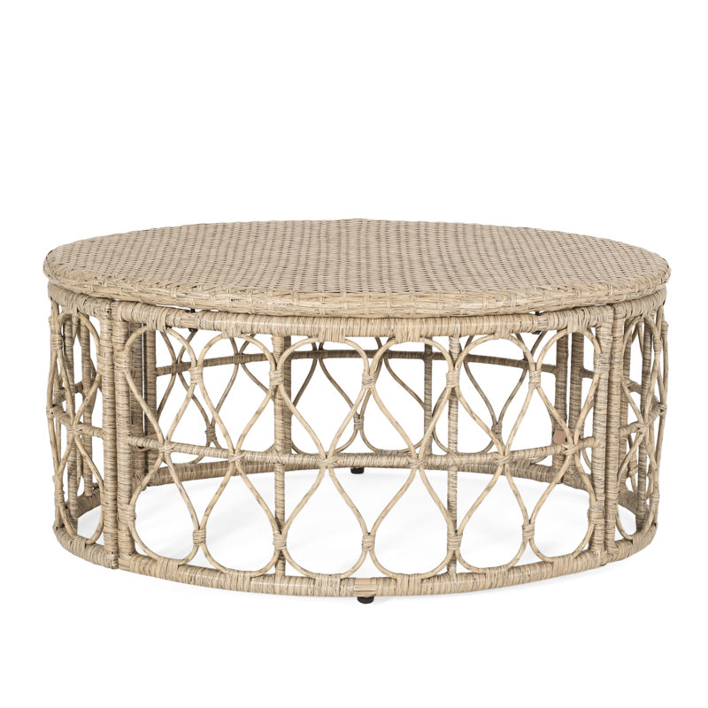 Table basse d'extérieur, tissé, P 24,25 po x l 31,54 po, H 15,5 po, brun, capacité de poids de 225 lb, tissage maximal