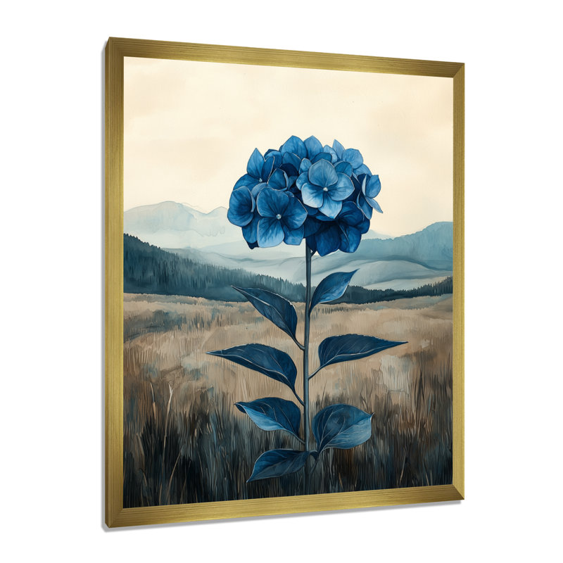 Wanda - Floral Wall Art Living Room, H 32 po x l 16 po, Reproduction encadrée d'une seule photo, Doré