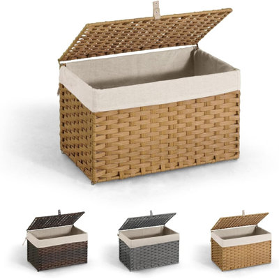 Panier à linge en rotin CAPHAUS, capacité 65L-160L, sacs doublure amovibles, 3 couleurs