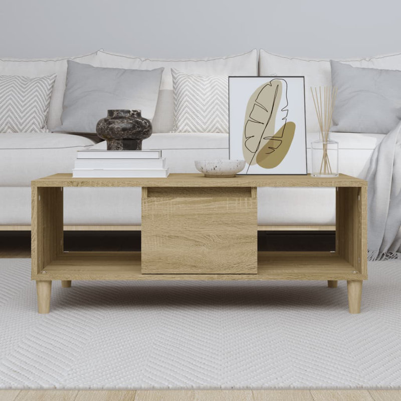 Huntoon Four Leg Coffee Table with Storage, White
