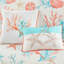 Courtepointe en coton 6 pièces avec coussins décoratifs, taille corail double / grand, coquillages et coraux imprimés, tissu en mélange doux, vermicelle, bord de mer, lavable en machine double / grand, literie brodée Starfish-128738022-128738023