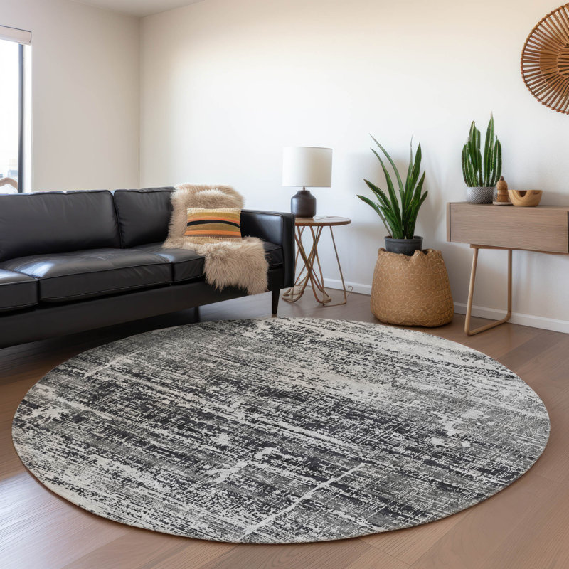 Mahaney Abstract Indoor / Outdoor Rug, Round 8'